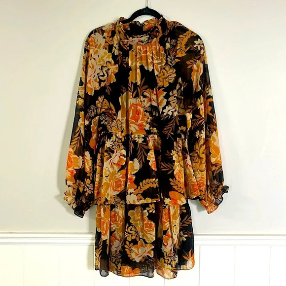 Laundry by Shelli Segal fall long sleeve tiered dress size 12 - Picture 2 of 5